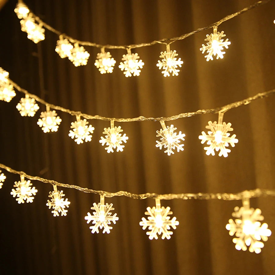 guirlande lumineuse féerique flocons étoiles décoration fête Noël - vue 6 sur 12