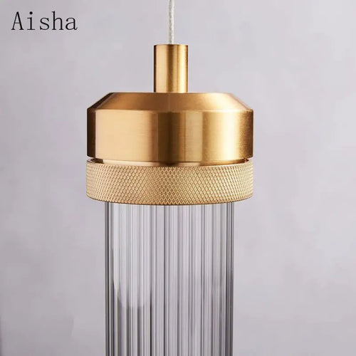 suspension en verre rayé design nordique créatif pour éclairage moderne