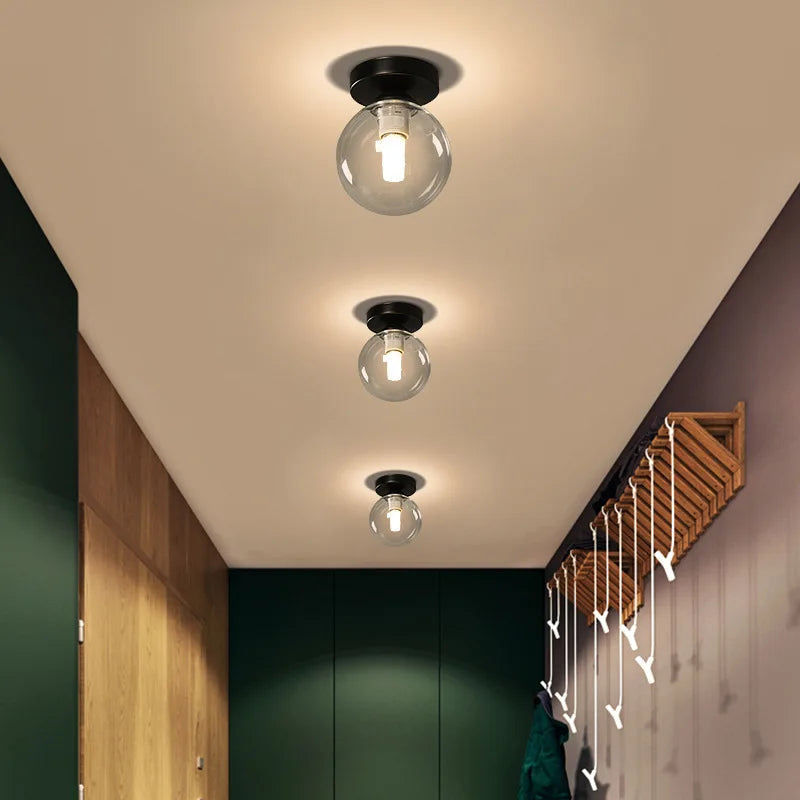 lampe de plafond nordique moderne boule de verre led - vue 2 sur 8