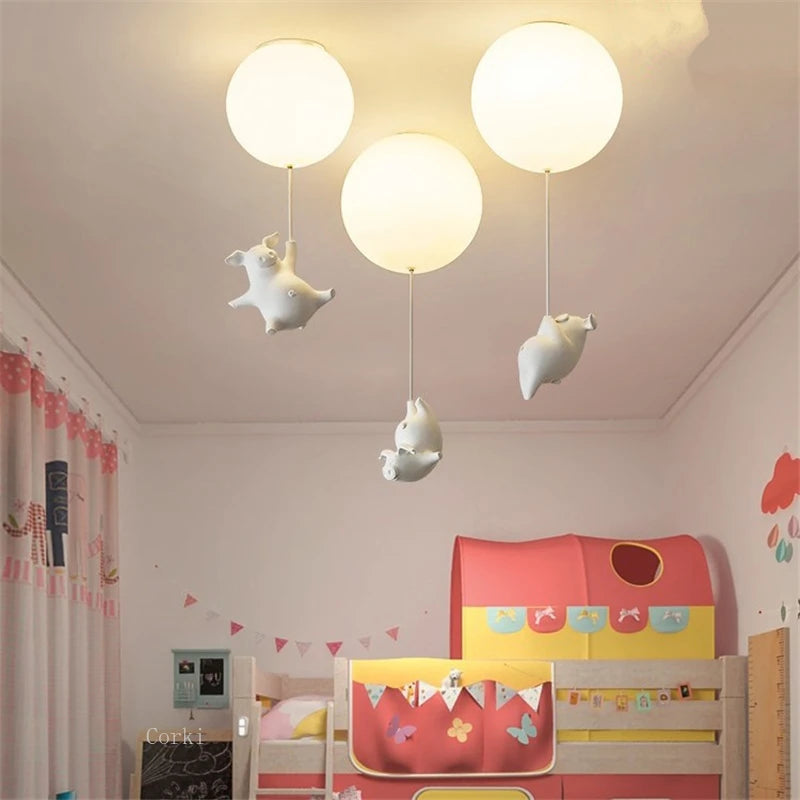 plafonnier led cochon volant pour décoration enfants - vue 3 sur 16