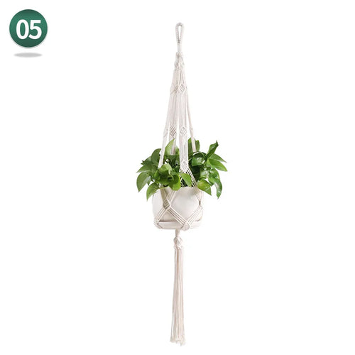 panier suspendu en macramé pour plantes artisanales décoration intérieure - vue 18 sur 18