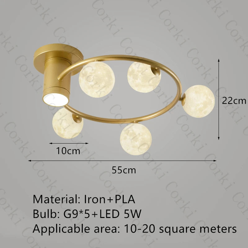 plafonnier design en métal noir doré boule blanche pour intérieur moderne - vue 9 sur 18