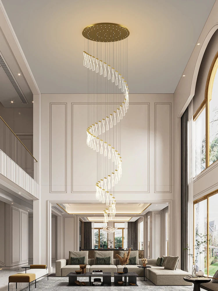 lampe longue moderne design spirale pour intérieur hôtel et hall - vue 4 sur 10