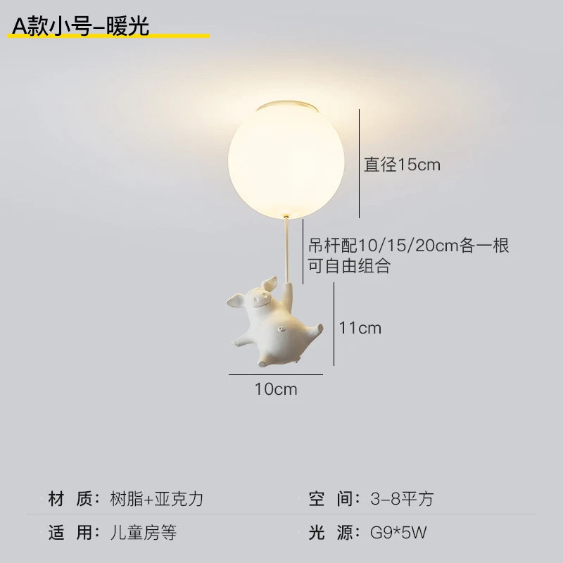 plafonnier led cochon volant pour décoration enfants - vue 13 sur 16