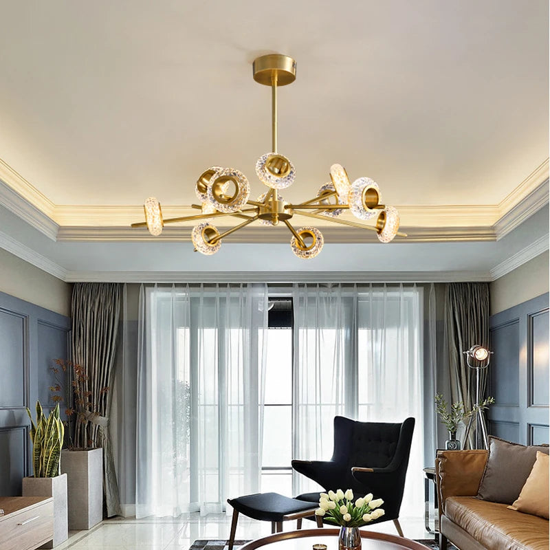 lustre de luxe en cuivre design minimaliste pour éclairage créatif - vue 4 sur 10
