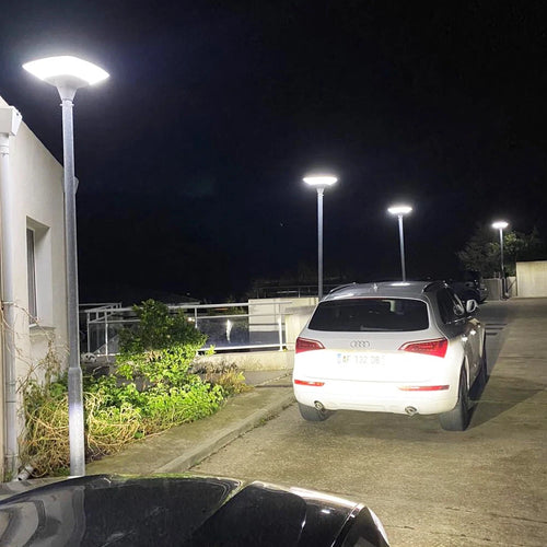 Solarbetriebene LED-Stehleuchte für den Außenbereich mit 360°-Lichtausstrahlung und Dämmerungssensor - vue 5 sur 4