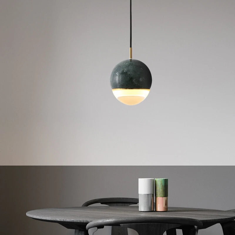 suspension LED design nordique en marbre pour intérieur décoratif - vue 4 sur 9