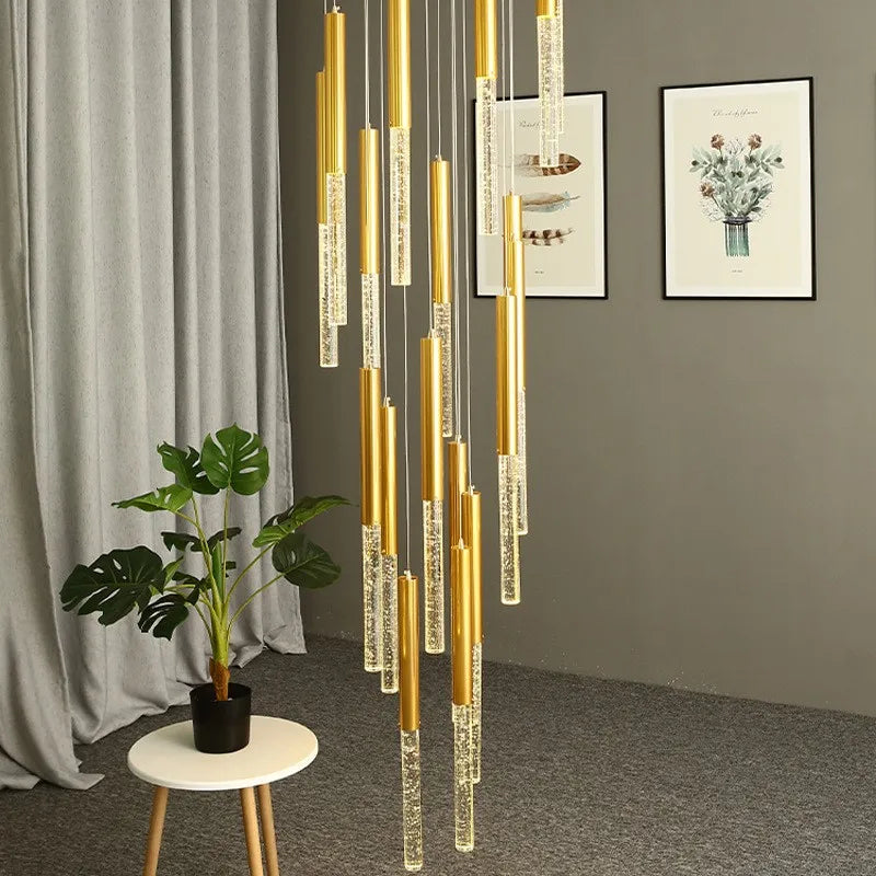 lustre moderne de luxe en cristal pour villa duplex nordique