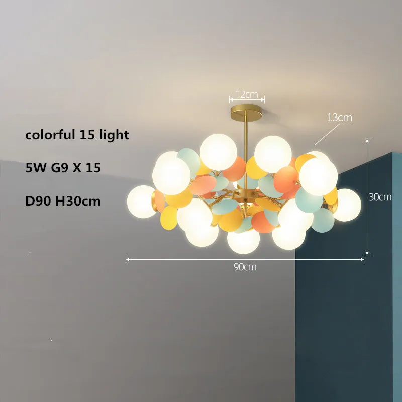 Kronleuchter LED-Glasglobus aus farbigem Acryl für Kinder - vue 24 sur 24