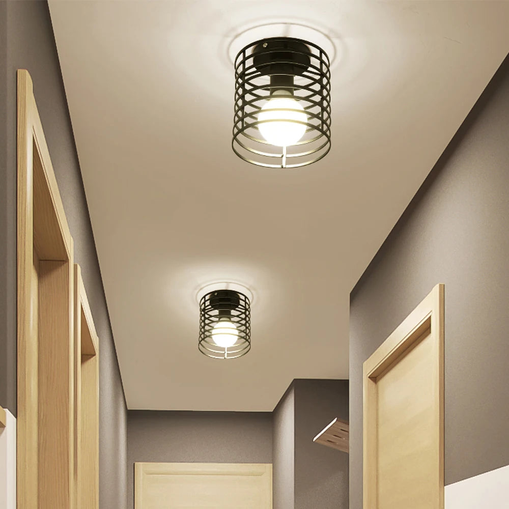 plafonnier vintage loft éclairage led cage luminaire - vue 3 sur 7
