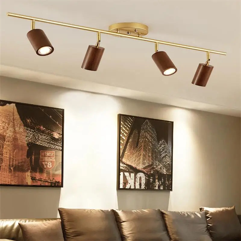 lampe led en bois moderne montée en surface avec plusieurs têtes - vue 3 sur 14