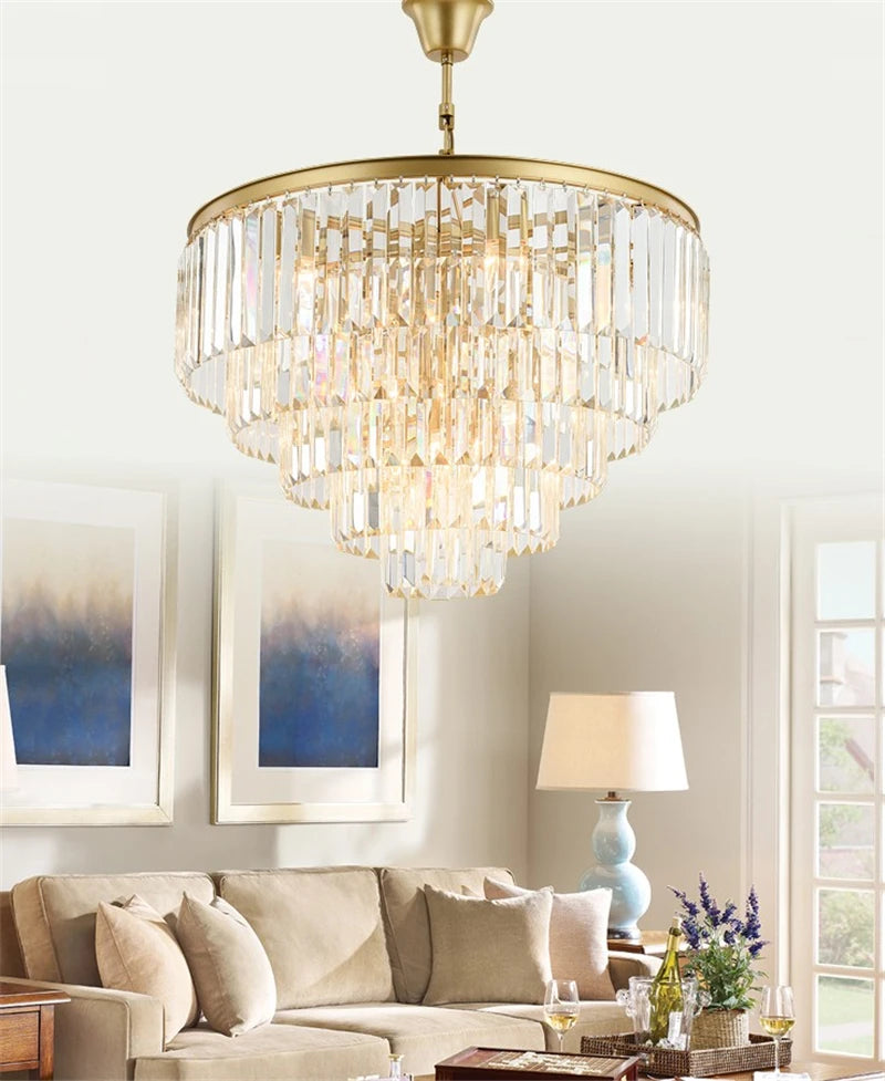 lustre moderne en cristal éclairage suspendu design nordique élégant - vue 7 sur 6