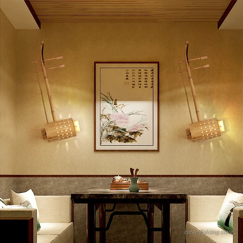 Wandleuchte aus Bambus im japanischen Stil für Restaurant und Bar - vue 4 sur 10