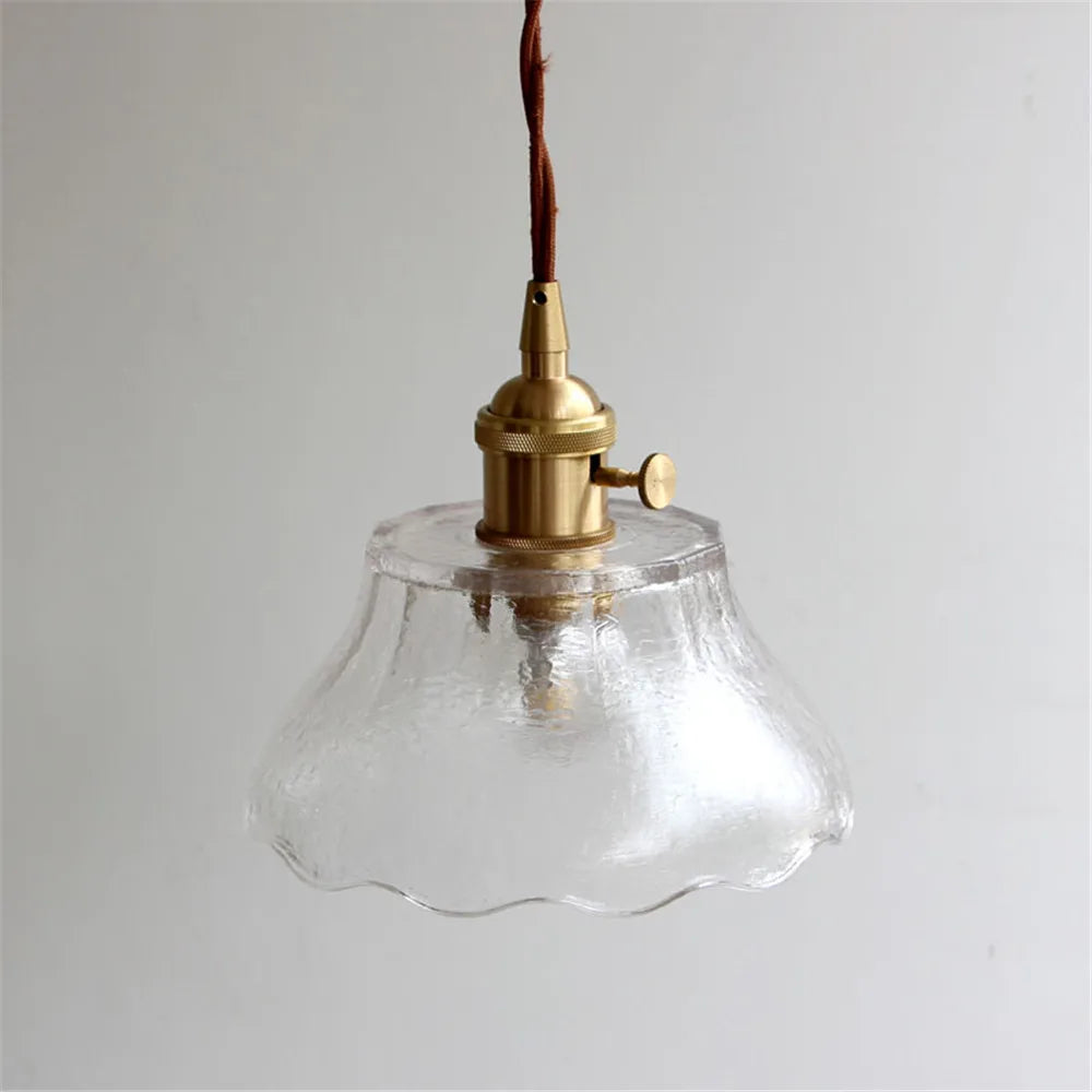 Vintage Loft Pendelleuchte aus Messing und Glas für stilvolle Wohnraumdekoration - vue 5 sur 6