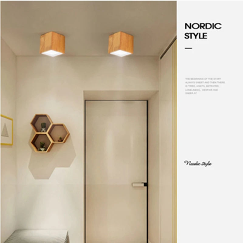 Runder LED-Spot aus Holz im nordischen Design - vue 4 sur 12