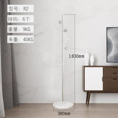 Stainless Steel Simple Modern Coat Rack, Nordic Light Luxury Hanger, Floor-Standing Bedroom Marble Hanger - vue 8 sur 11