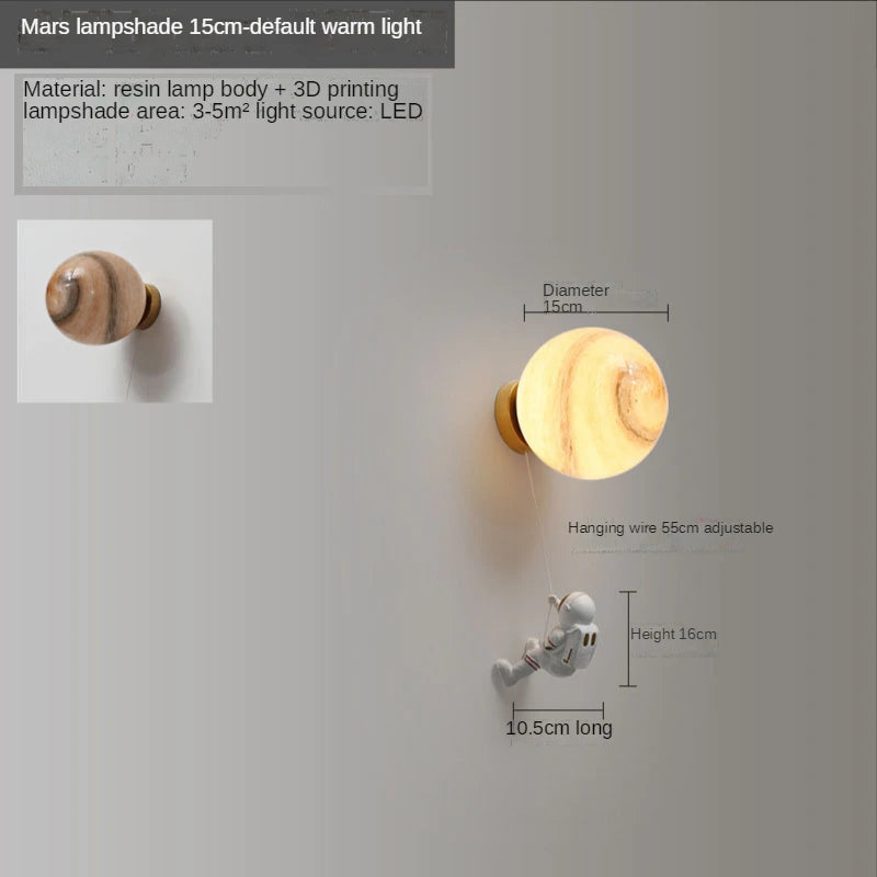Astronauten-Wandleuchte Kinder 3D Mond Dekorativ Nachttisch - vue 10 sur 18