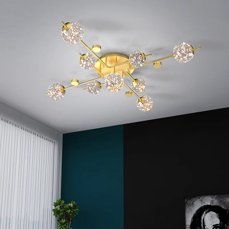Plafonnier Led moderne lumière pour salon étude salle à manger chambre cuisine boule de verre doré - vue 5 sur 8