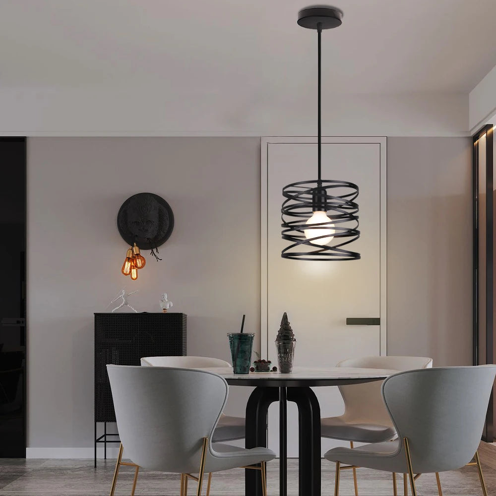 lampe suspendue spirale led tourbillon moderne vintage - vue 6 sur 8
