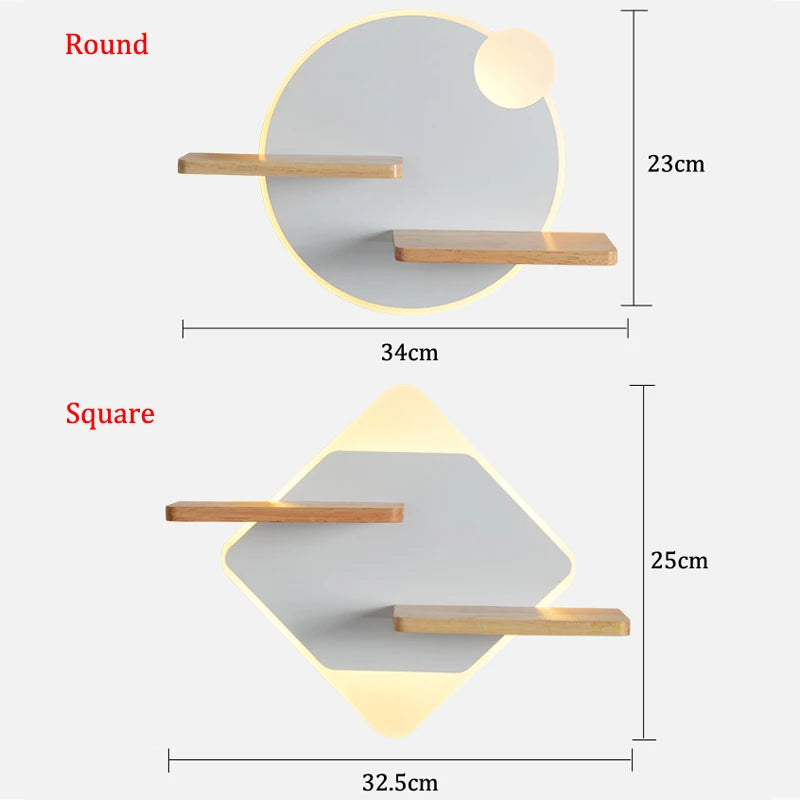 Applique murale led nordique avec étagère et chargeur usb - vue 6 sur 18