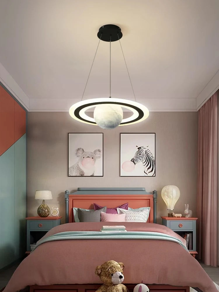 lustre nordique enfant led créatif dessin animé espace planète - vue 7 sur 10