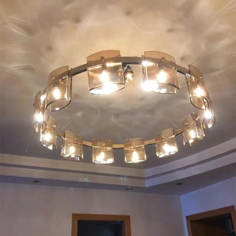 lustre led scandinave en cristal décoration d'intérieur luminaire - vue 5 sur 12