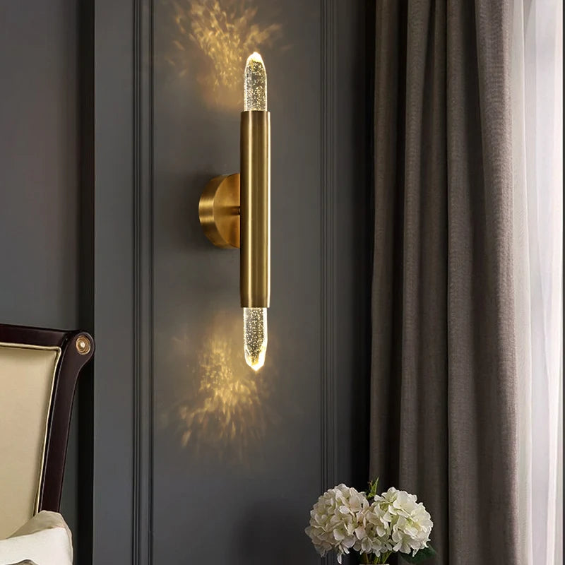 Applique murale nordique en cristal chambre salon TV fond mur bulle cristal cuivre luxe allée - vue 2 sur 8