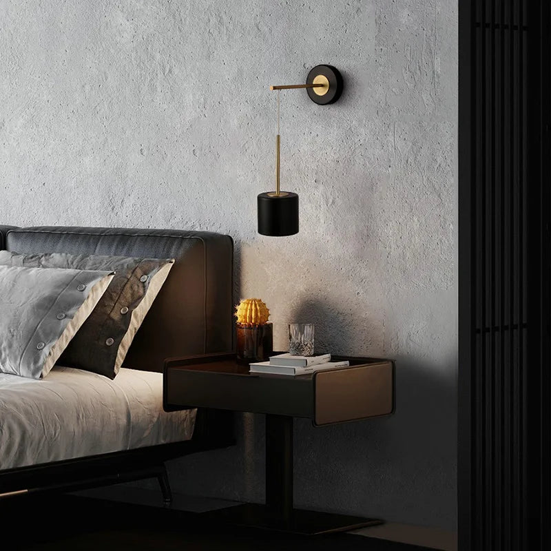 Aisilan appliques murales suspendues de luxe applique murale suspendues noires et dorées 5W luminaire LED pour chambre à coucher et étude - vue 5 sur 7