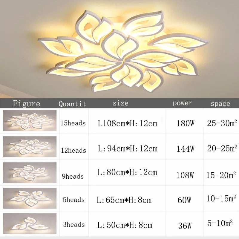 plafonnier led fleur acrylique contrôlable par application pour hôtel café - vue 6 sur 23