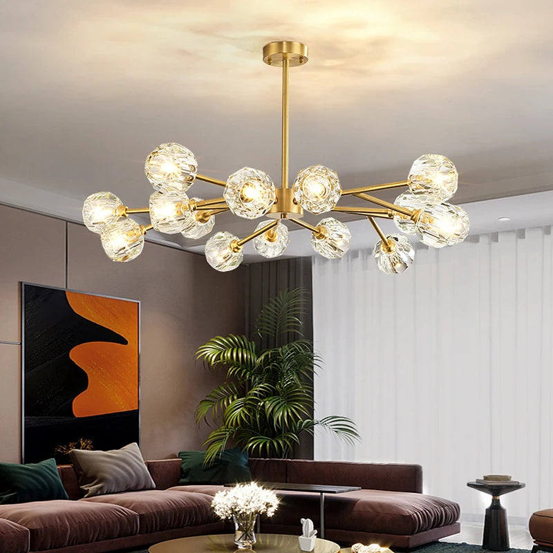 Lustre en cristal moderne en cuivre pour un éclairage raffiné