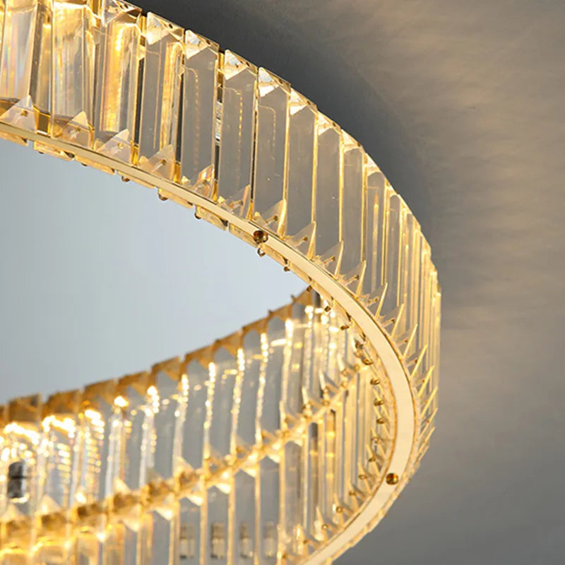 Plafonnier luxe moderne LED dorée rond