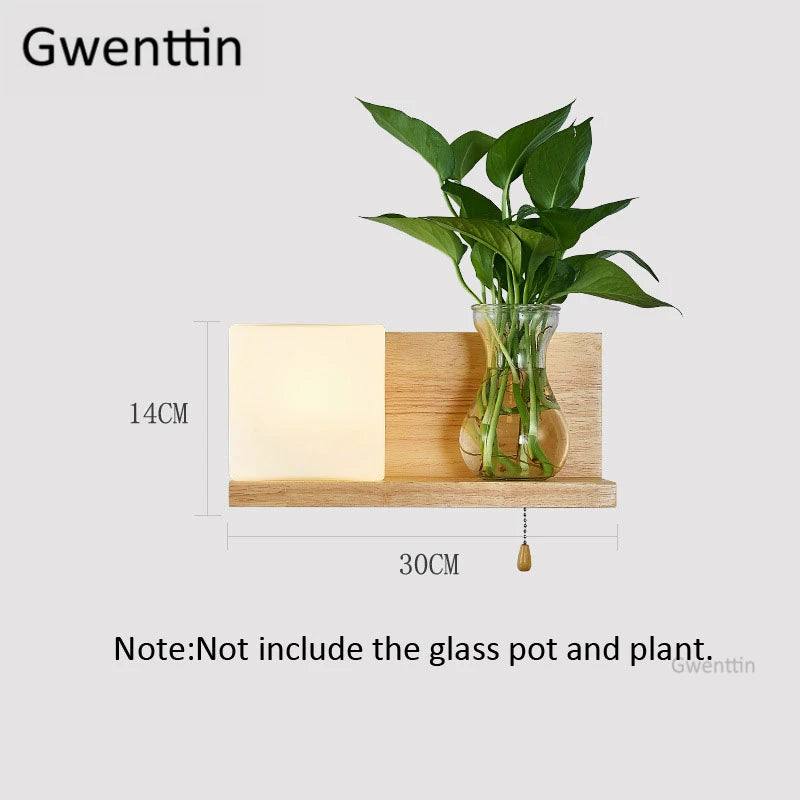 Moderne LED-Wandleuchte aus Holz und Glas zum Selbstmontieren - vue 14 sur 14