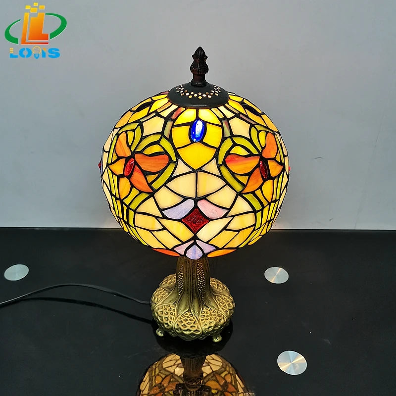 lampe à poser style tiffany design européen et américain - vue 3 sur 6