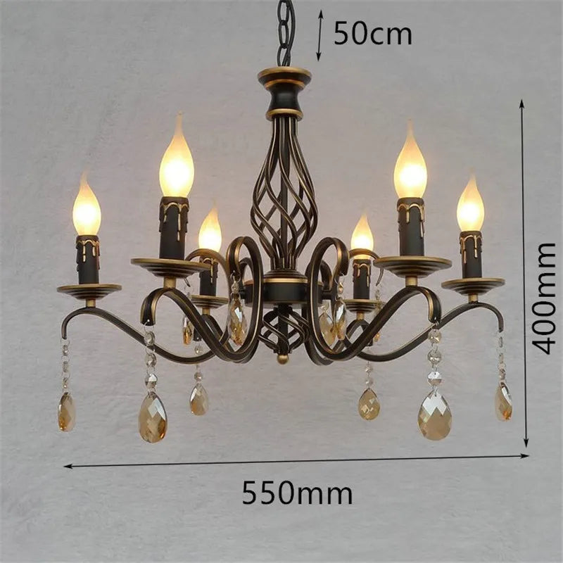 lustre en cristal vintage en fer forgé pour un éclairage rétro - vue 4 sur 4
