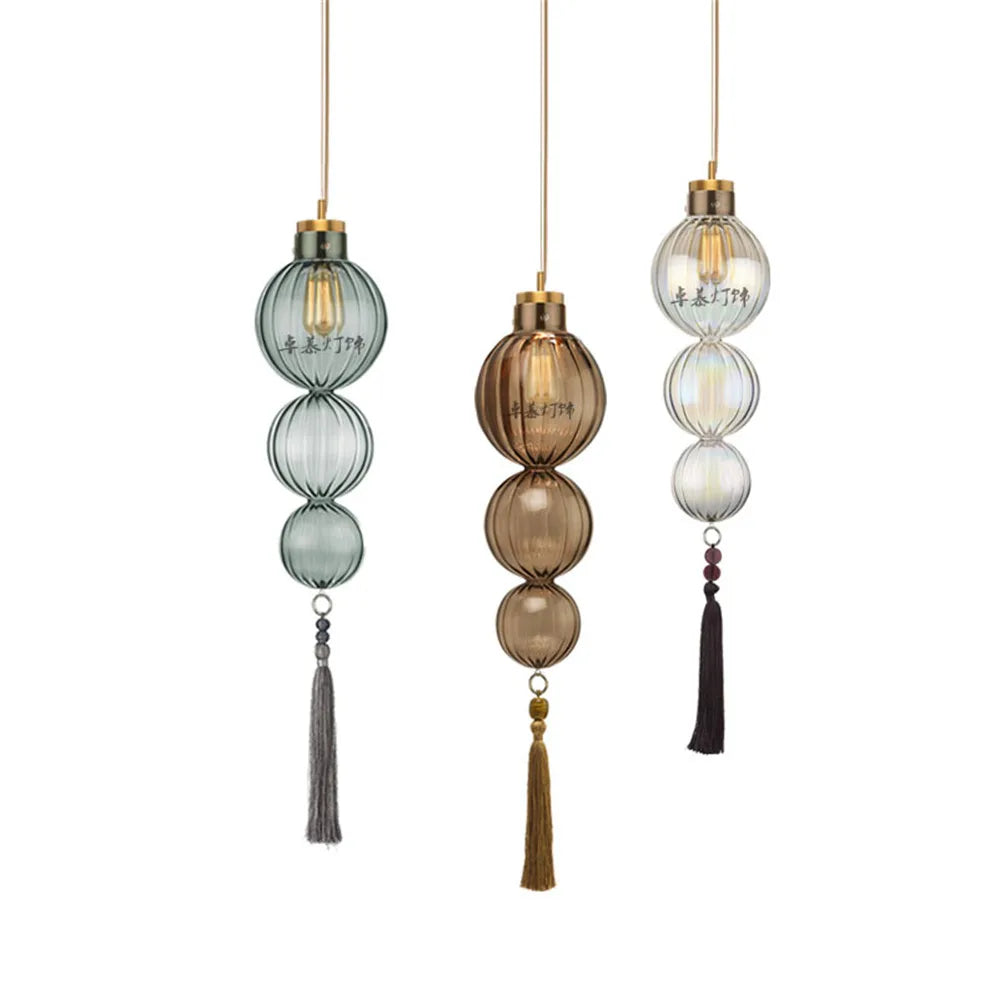 suspension Style chinois vitrail gourde gland lumières Loft salon cuisine Art déco intérieur luminaire - vue 13 sur 12