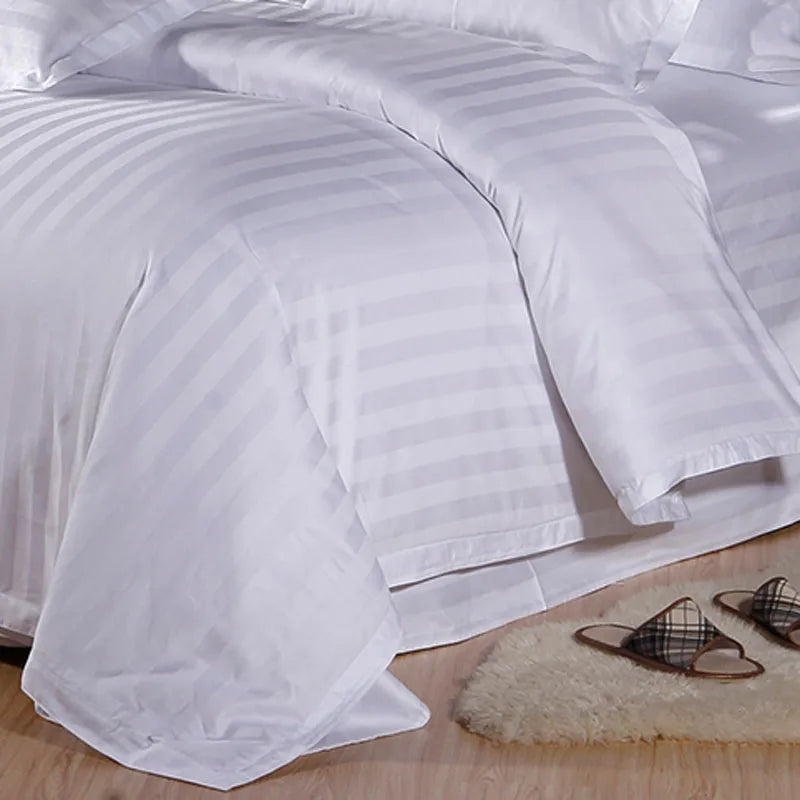 housse de couette 100 coton blanc rayures qualité hôtelière 5 étoiles