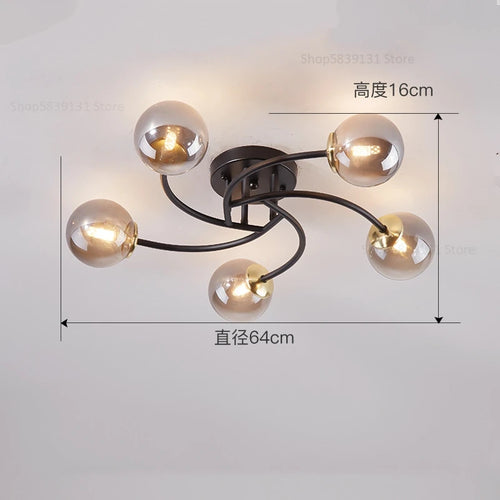 Schlichte nordische Glas-Deckenleuchte mit moderner LED - vue 11 sur 12