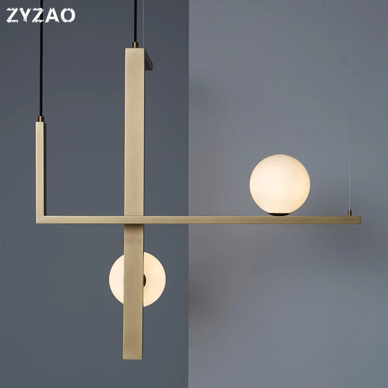 suspension moderne en fer et verre pour décoration intérieure - vue 4 sur 9