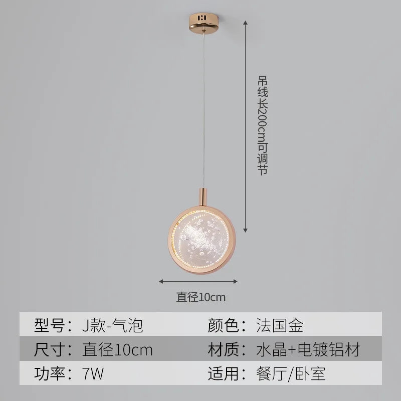 LED-Pendelleuchte aus goldenem Kristall im modernen nordischen Design - vue 17 sur 21