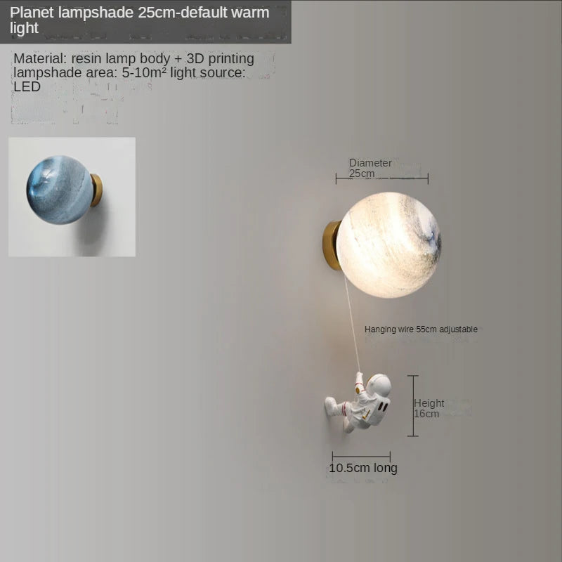 Astronauten-Wandleuchte Kinder 3D Mond Dekorativ Nachttisch - vue 18 sur 18