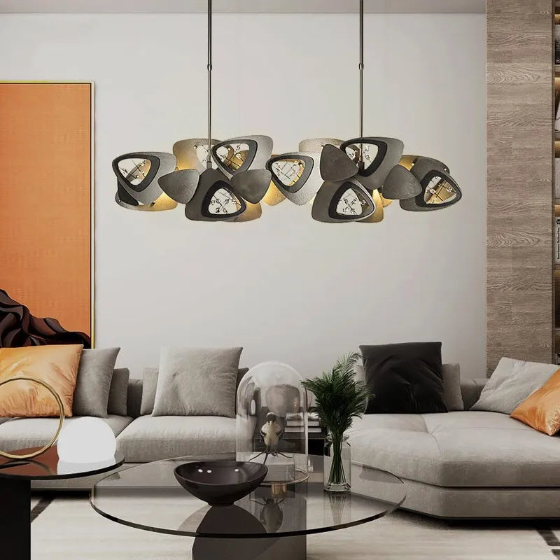 lustre en cristal de luxe géométrique créatif postmoderne en acier inoxydable - vue 5 sur 10