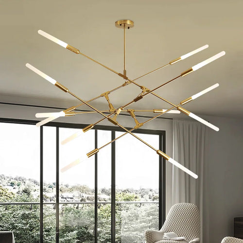 Design-Kronleuchter mit mehreren Köpfen aus Eisen für moderne Beleuchtung - vue 5 sur 6