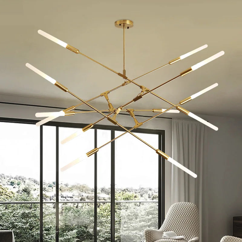 Design-Kronleuchter mit mehreren Köpfen aus Eisen für moderne Beleuchtung - vue 4 sur 6