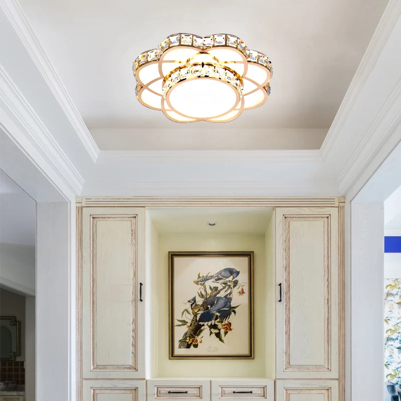 plafonnier led intelligent avec motif de fleur en cristal moderne - vue 6 sur 12