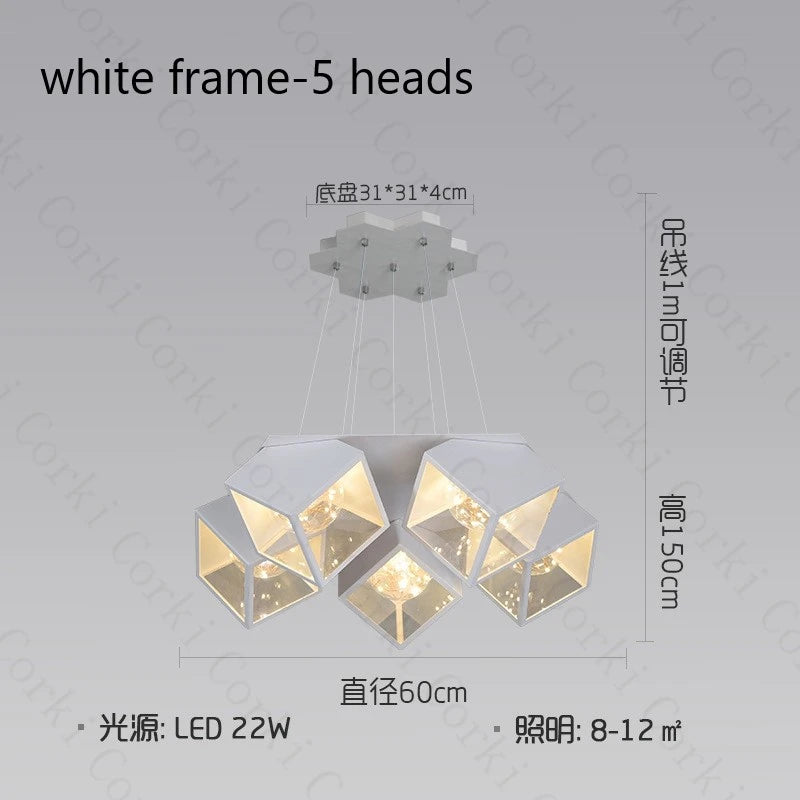 lustre à led design moderne luminaire géométrique intérieur dimmable - vue 7 sur 9