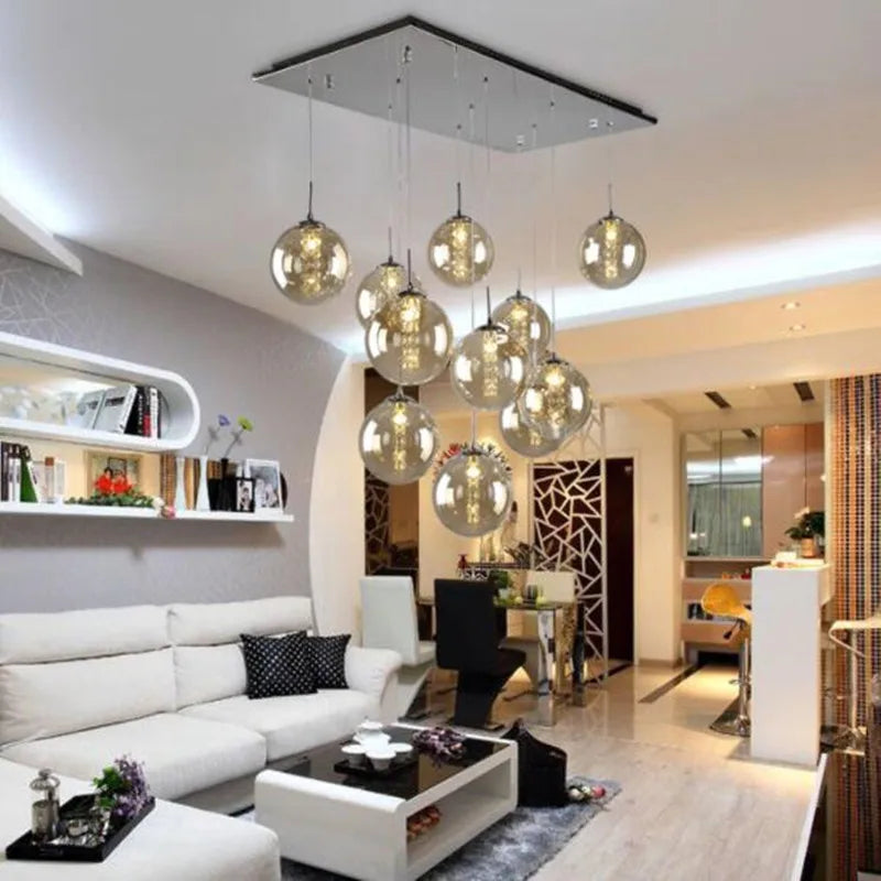 Design-Pendelleuchte aus Glas für moderne Treppen mit LED - vue 6 sur 17