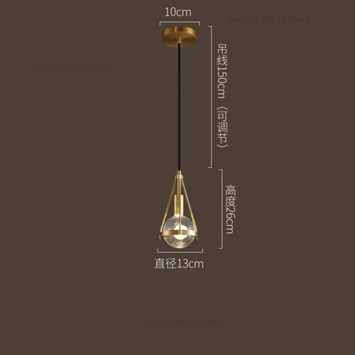 LED-Pendelleuchte Loft Kupfer Kristall Nordisch - vue 9 sur 12