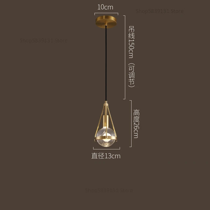 LED-Pendelleuchte Loft Kupfer Kristall Nordisch - vue 8 sur 12