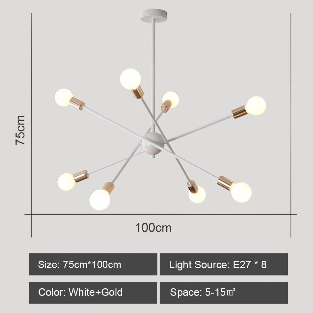 Moderner LED-Kronleuchter im industriellen Sputnik-Design für kreatives Wohnambiente - vue 11 sur 16