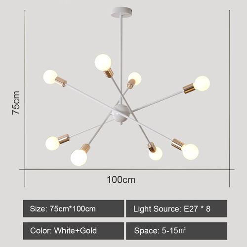 Moderner LED-Kronleuchter im industriellen Sputnik-Design für kreatives Wohnambiente - vue 12 sur 16